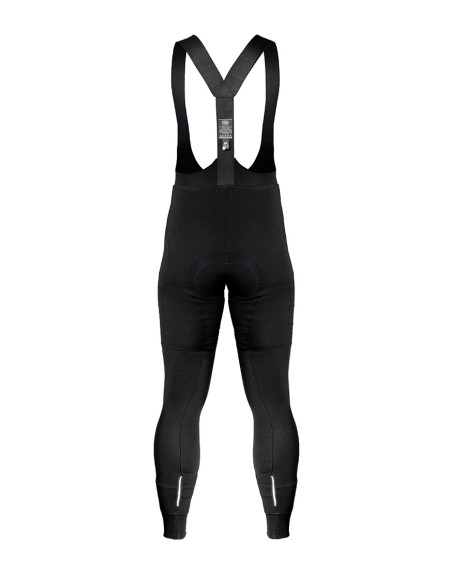 Men's merino full-length cycling bibs with plant-based reinforcements and cargo pockets