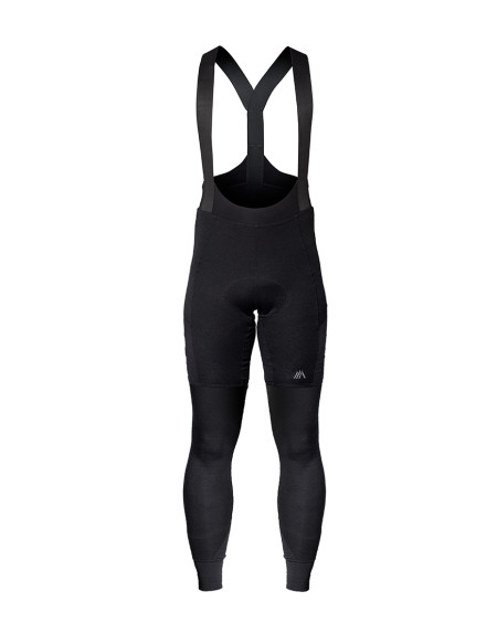 Men's merino full-length cycling bibs with plant-based reinforcements and cargo pockets